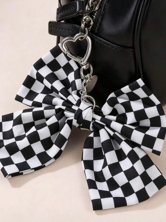 unbranded Accessories - Black & White Checkerbow Bag Charm - Fashion Accessories